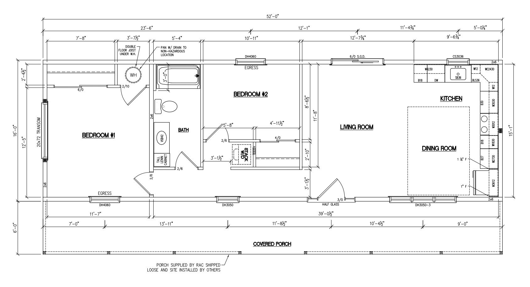 Two bed, one bath with sliding glass door and laundry closet